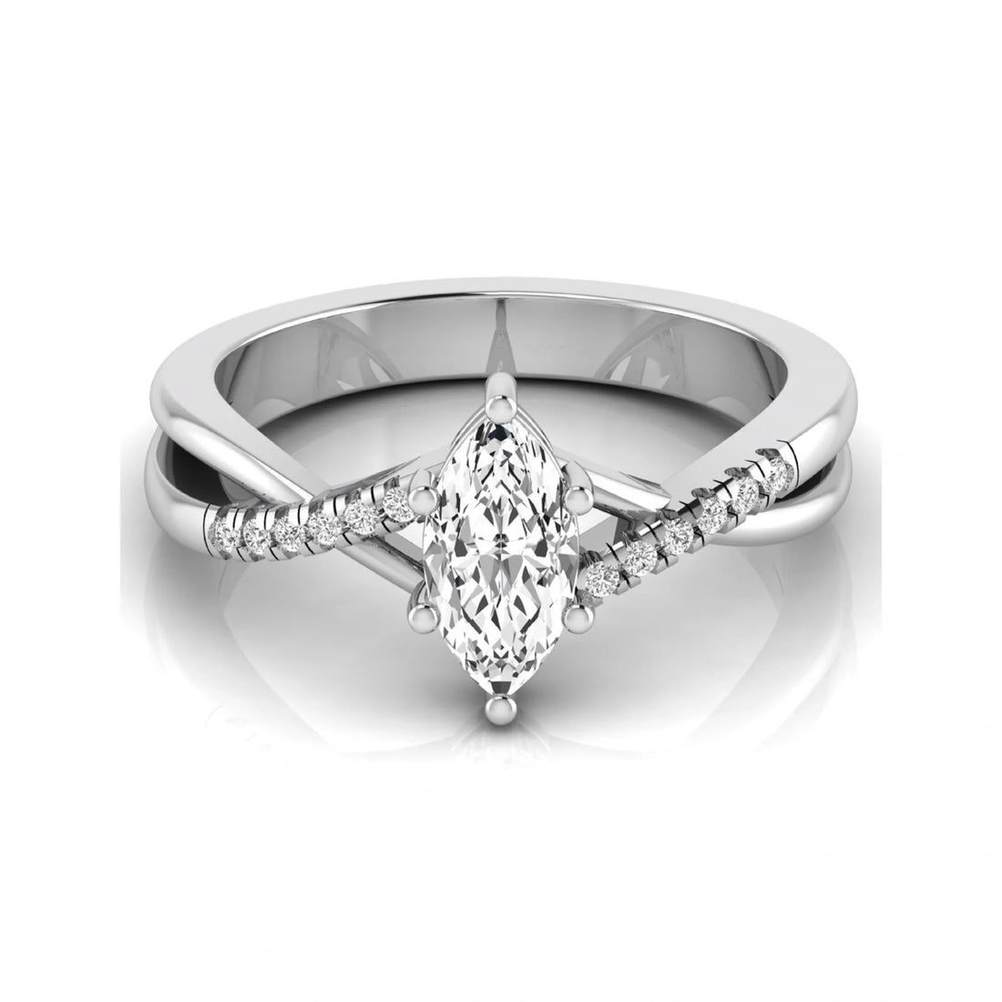 OctaPearl 1 ct Marquise Cut Lab Grown Diamond Bypass Split Shank Engagement Ring