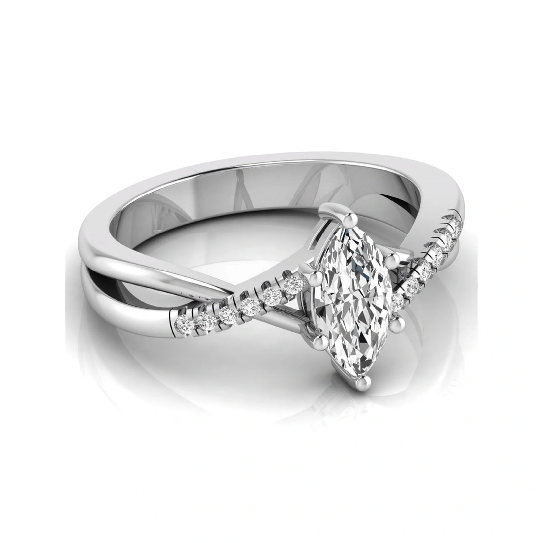 OctaPearl 1 ct Marquise Cut Lab Grown Diamond Bypass Split Shank Engagement Ring