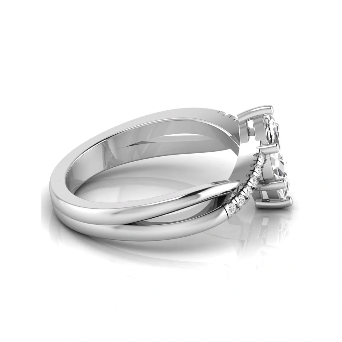 OctaPearl 1 ct Marquise Cut Lab Grown Diamond Bypass Split Shank Engagement Ring