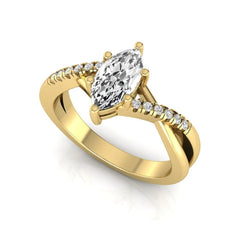 OctaPearl 1 ct Marquise Cut Lab Grown Diamond Bypass Split Shank Engagement Ring - alternate view