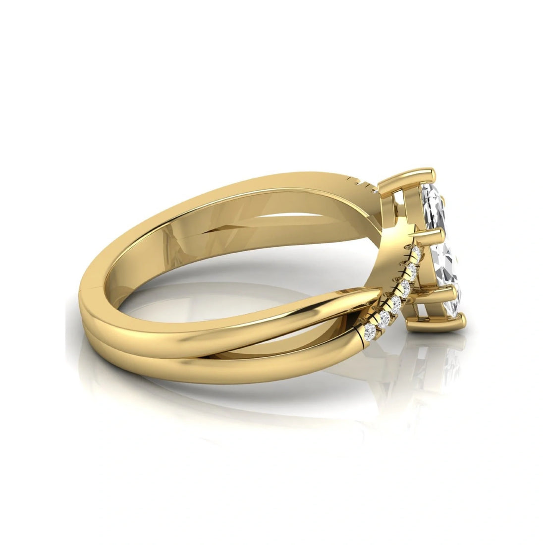 OctaPearl 1 ct Marquise Cut Lab Grown Diamond Bypass Split Shank Engagement Ring