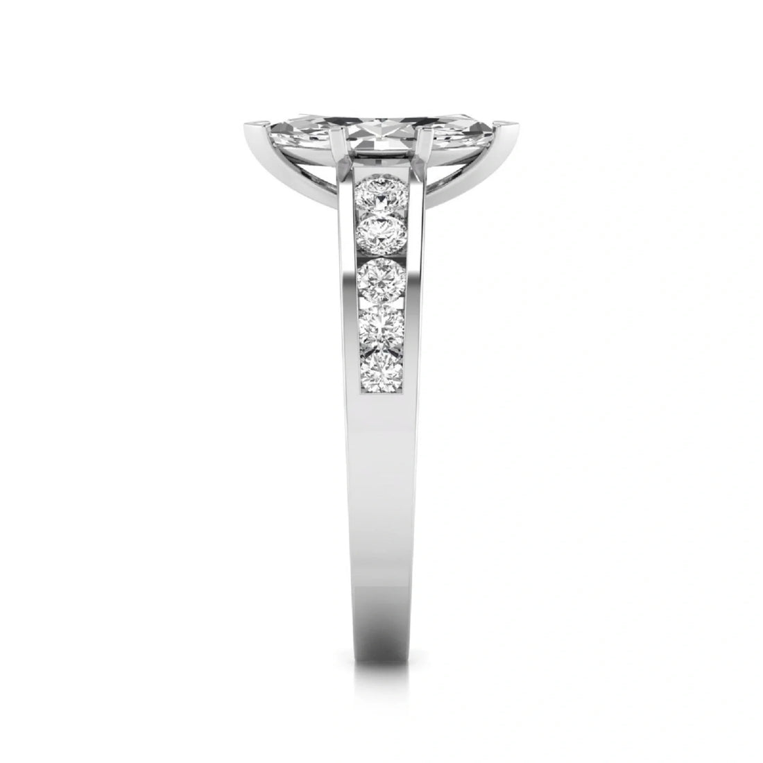 OctaPearl 1 ct Marquise Cut Lab Grown Diamond Channel Set Side Stone Engagement Ring