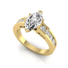OctaPearl 1 ct Marquise Cut Lab Grown Diamond Channel Set Side Stone Engagement Ring - alternate view