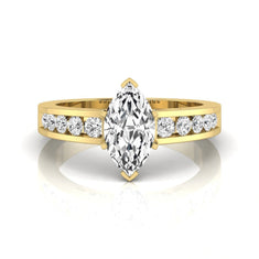 OctaPearl 1 ct Marquise Cut Lab Grown Diamond Channel Set Side Stone Engagement Ring