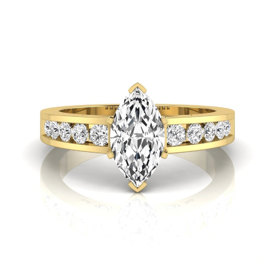 OctaPearl 1 ct Marquise Cut Lab Grown Diamond Channel Set Side Stone Engagement Ring