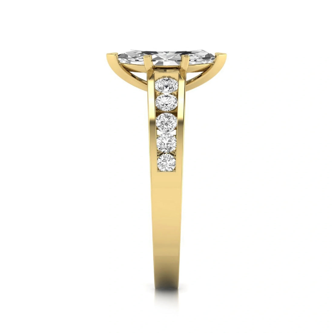 OctaPearl 1 ct Marquise Cut Lab Grown Diamond Channel Set Side Stone Engagement Ring