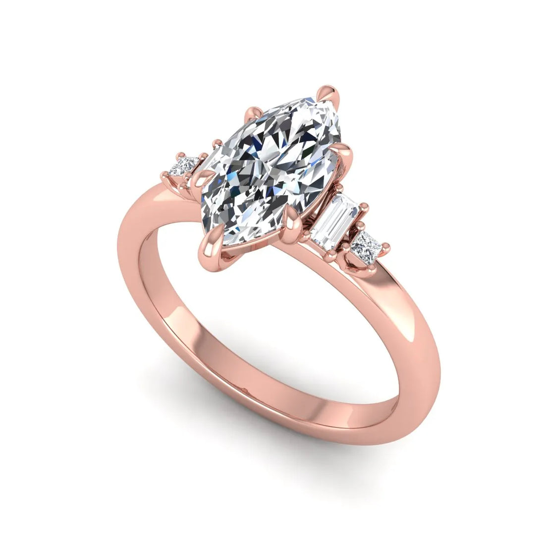 OctaPearl 1.5 ct Marquise Cut Lab Grown Diamond Five Stone Engagement Ring