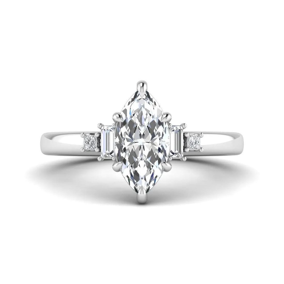 OctaPearl 1.5 ct Marquise Cut Lab Grown Diamond Five Stone Engagement Ring