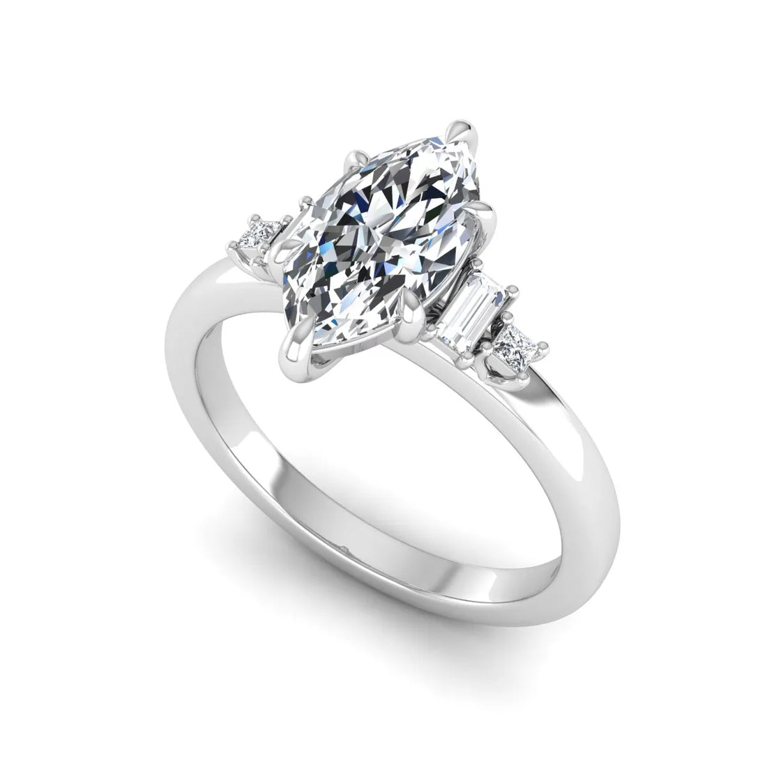 OctaPearl 1.5 ct Marquise Cut Lab Grown Diamond Five Stone Engagement Ring