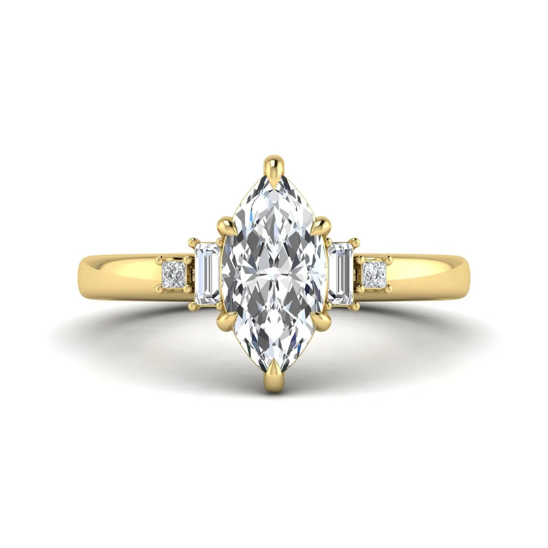 OctaPearl 1.5 ct Marquise Cut Lab Grown Diamond Five Stone Engagement Ring