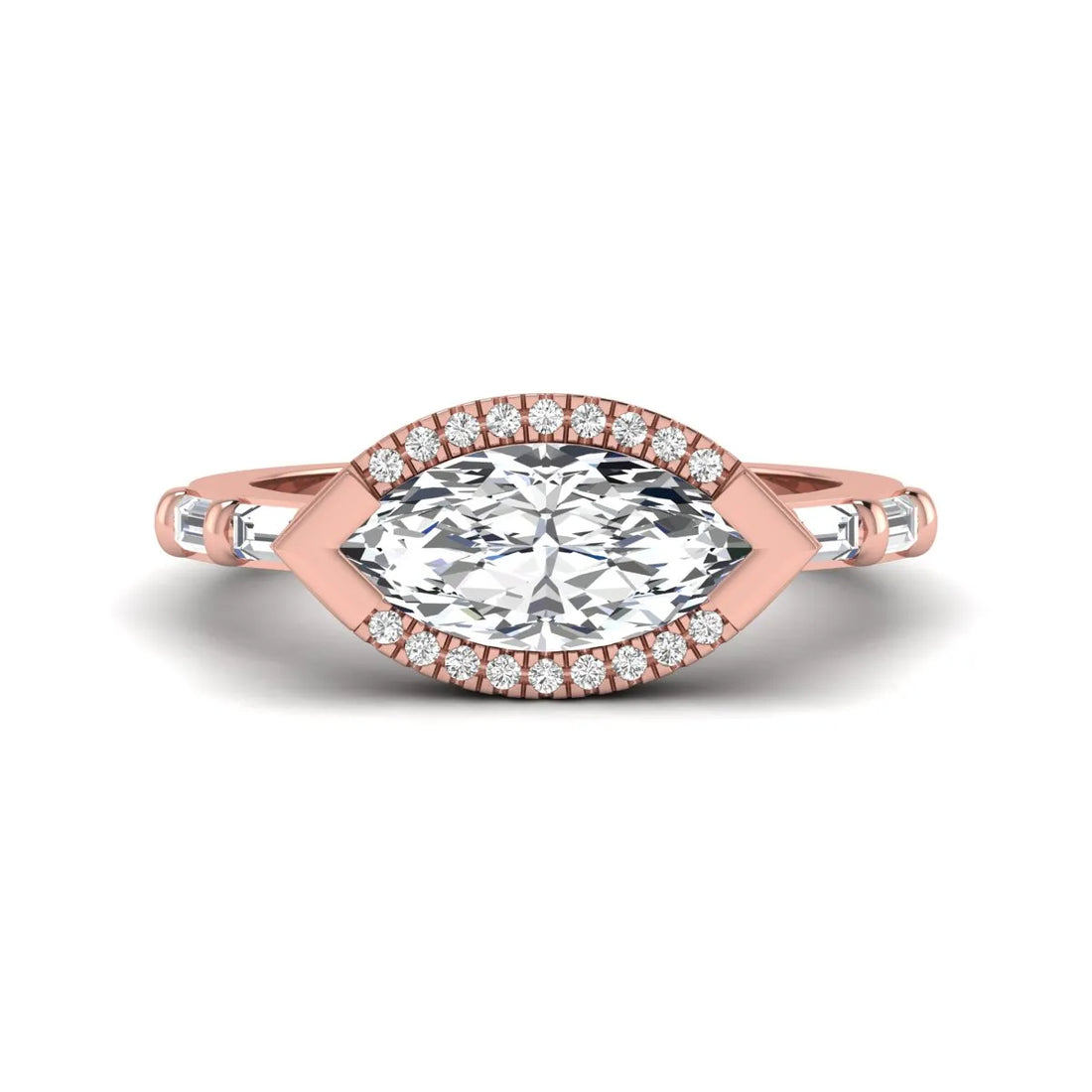 OctaPearl 1.5 ct Marquise Cut Lab Grown Diamond Halo Engagement Ring