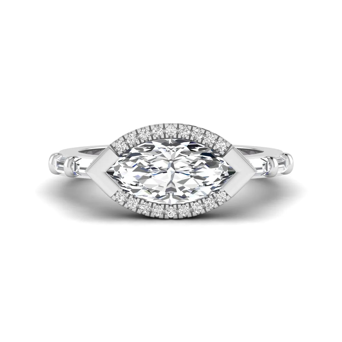 OctaPearl 1.5 ct Marquise Cut Lab Grown Diamond Halo Engagement Ring