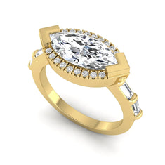 OctaPearl 1.5 ct Marquise Cut Lab Grown Diamond Halo Engagement Ring - alternate view