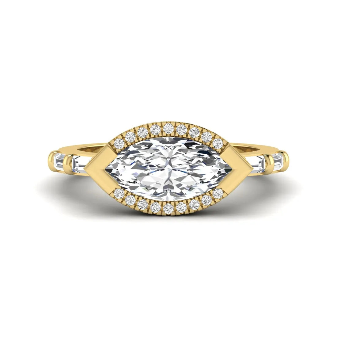 OctaPearl 1.5 ct Marquise Cut Lab Grown Diamond Halo Engagement Ring