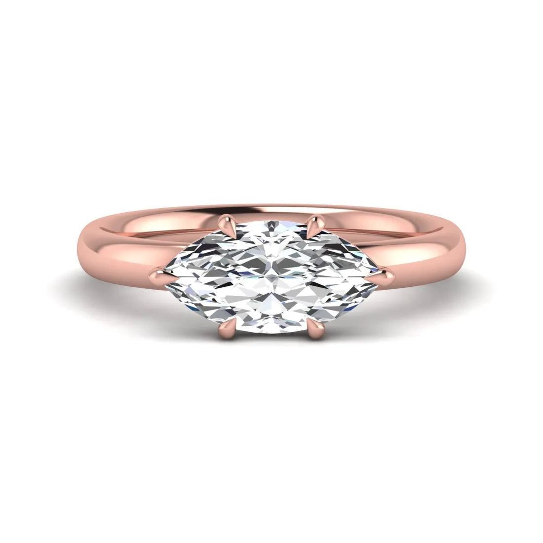 OctaPearl 1.5 ct Marquise Cut Lab Grown Diamond Hidden Halo Solitaire Engagement Ring
