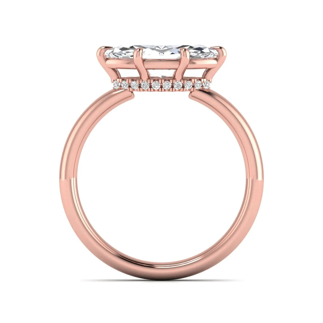 OctaPearl 1.5 ct Marquise Cut Lab Grown Diamond Hidden Halo Solitaire Engagement Ring