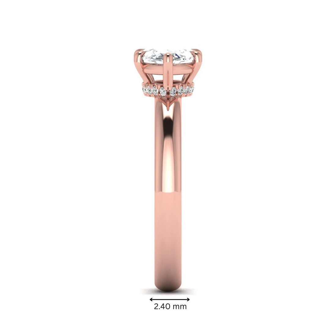 OctaPearl 1.5 ct Marquise Cut Lab Grown Diamond Hidden Halo Solitaire Engagement Ring
