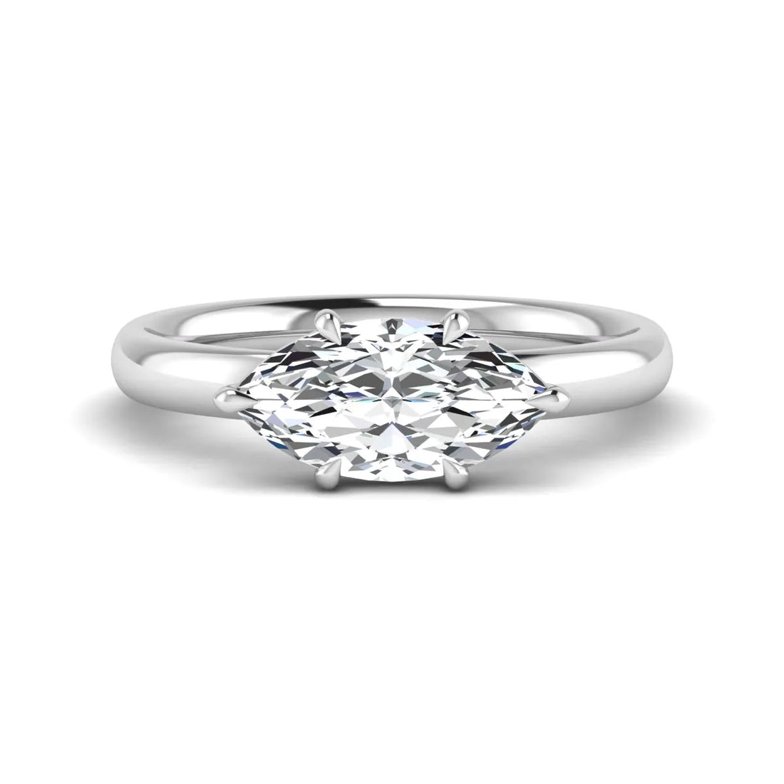 OctaPearl 1.5 ct Marquise Cut Lab Grown Diamond Hidden Halo Solitaire Engagement Ring
