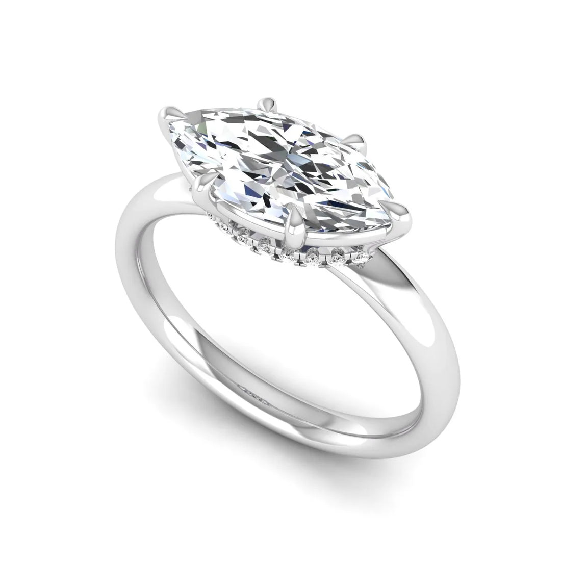 OctaPearl 1.5 ct Marquise Cut Lab Grown Diamond Hidden Halo Solitaire Engagement Ring