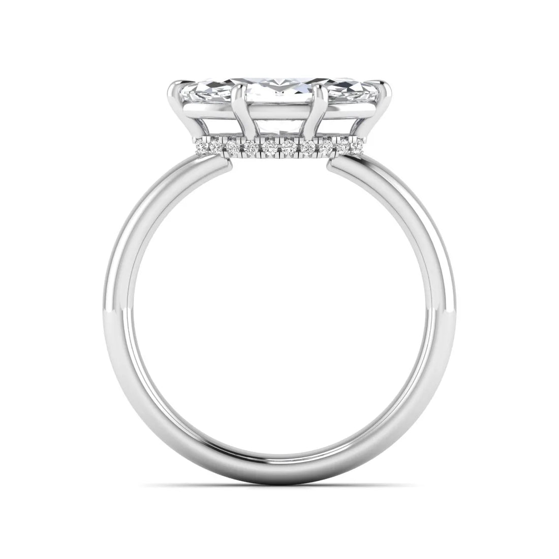 OctaPearl 1.5 ct Marquise Cut Lab Grown Diamond Hidden Halo Solitaire Engagement Ring
