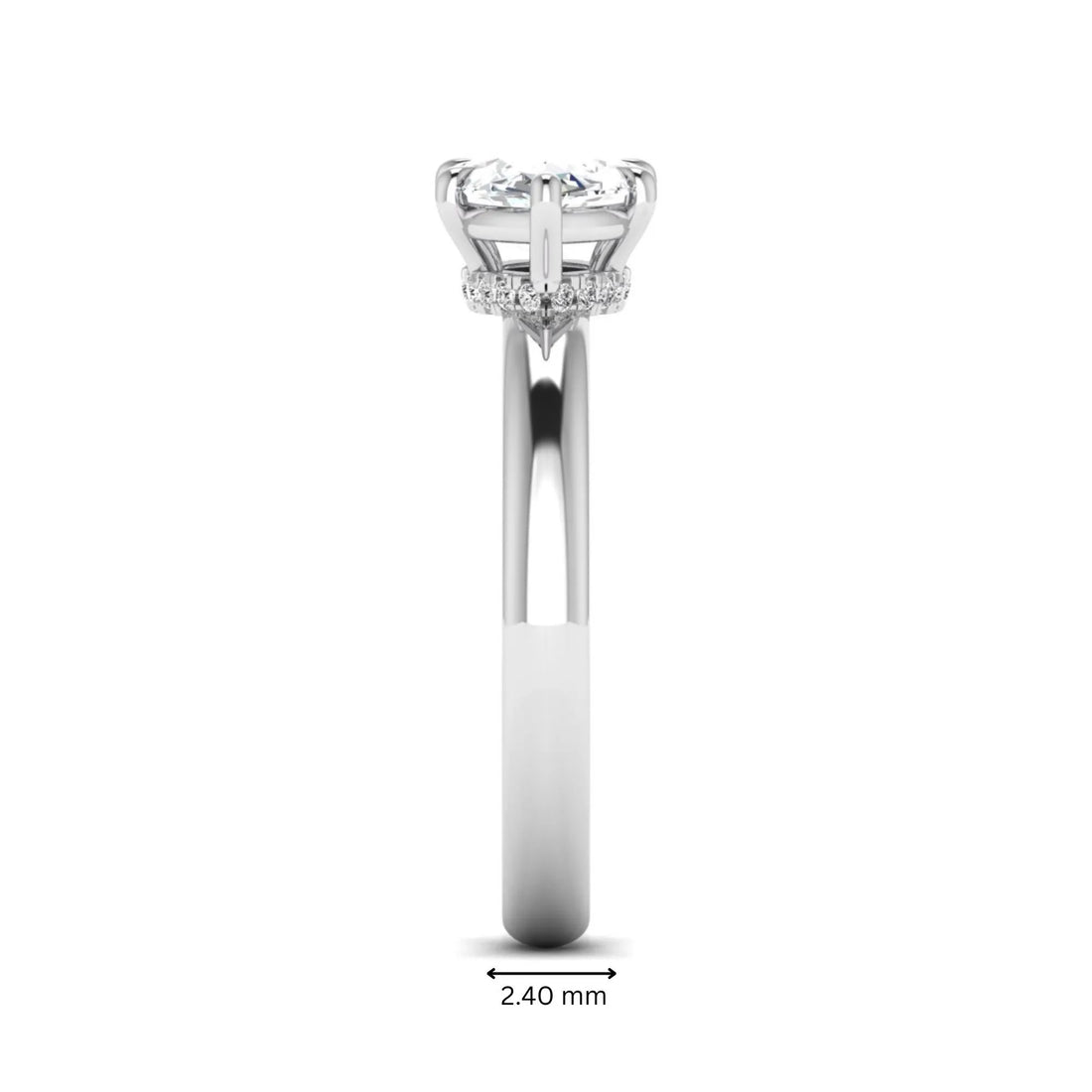 OctaPearl 1.5 ct Marquise Cut Lab Grown Diamond Hidden Halo Solitaire Engagement Ring