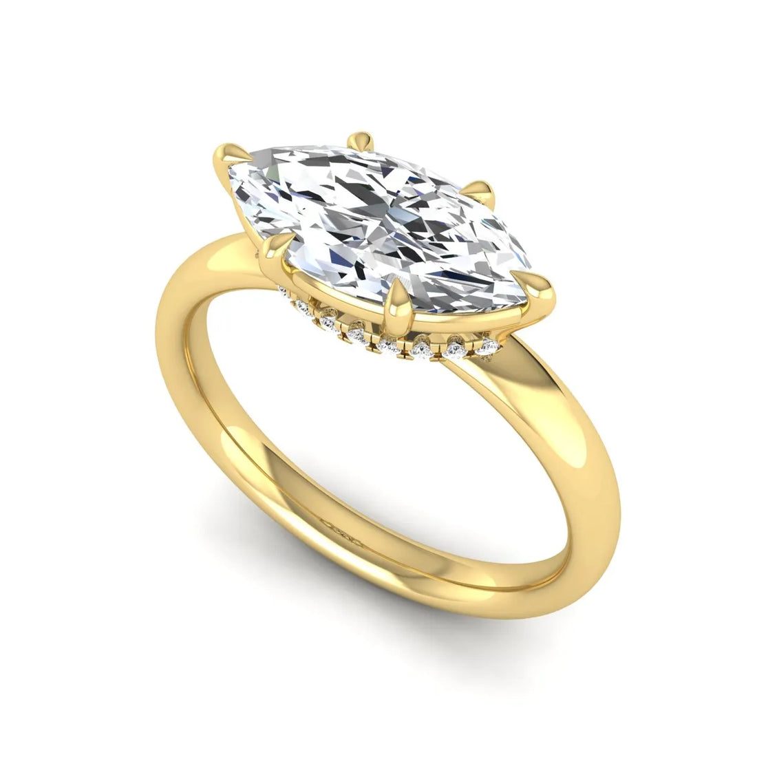 OctaPearl 1.5 ct Marquise Cut Lab Grown Diamond Hidden Halo Solitaire Engagement Ring