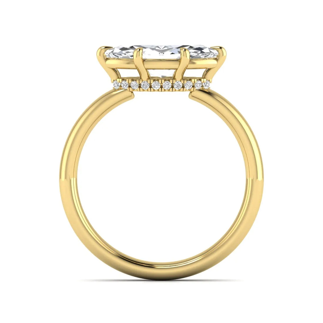 OctaPearl 1.5 ct Marquise Cut Lab Grown Diamond Hidden Halo Solitaire Engagement Ring
