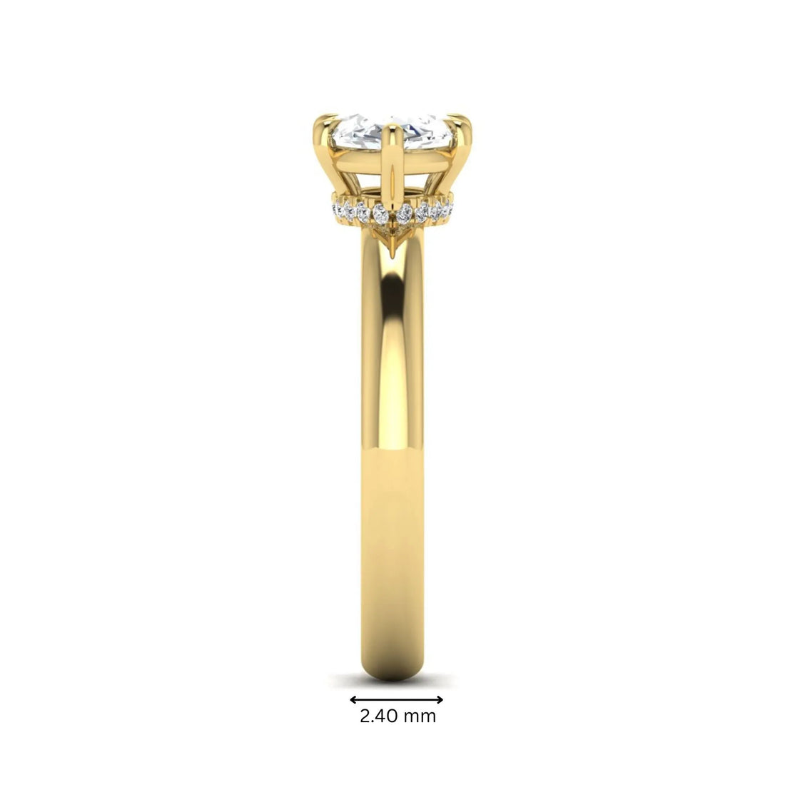 OctaPearl 1.5 ct Marquise Cut Lab Grown Diamond Hidden Halo Solitaire Engagement Ring