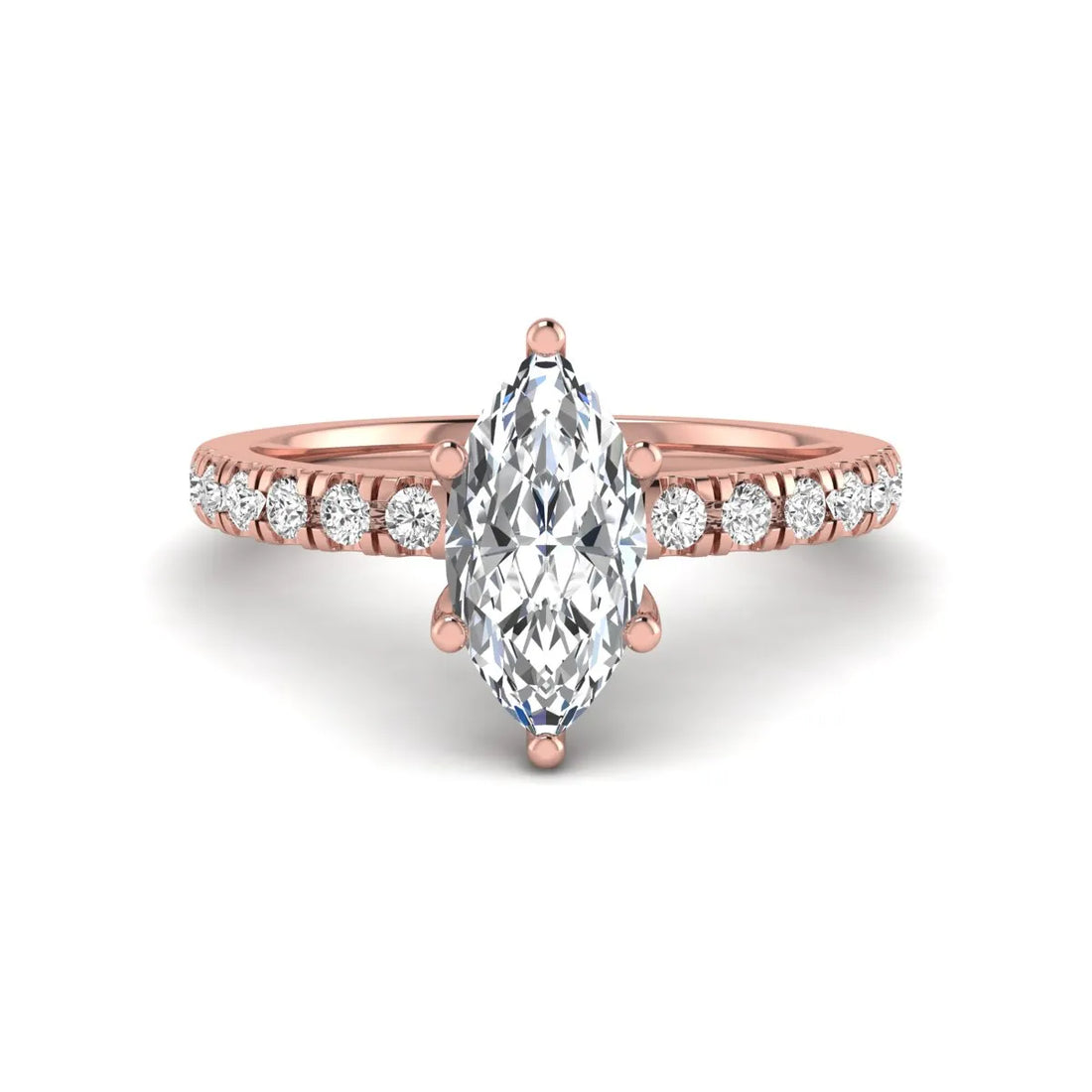 OctaPearl 1 ct Marquise Cut Lab Grown Diamond Pavé Engagement Ring