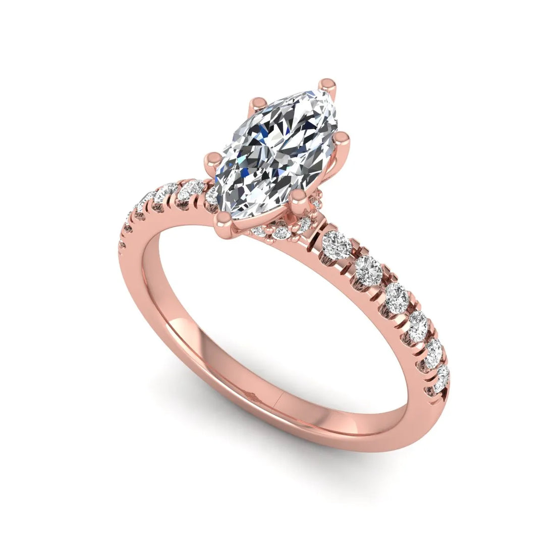 OctaPearl 1 ct Marquise Cut Lab Grown Diamond Pavé Engagement Ring