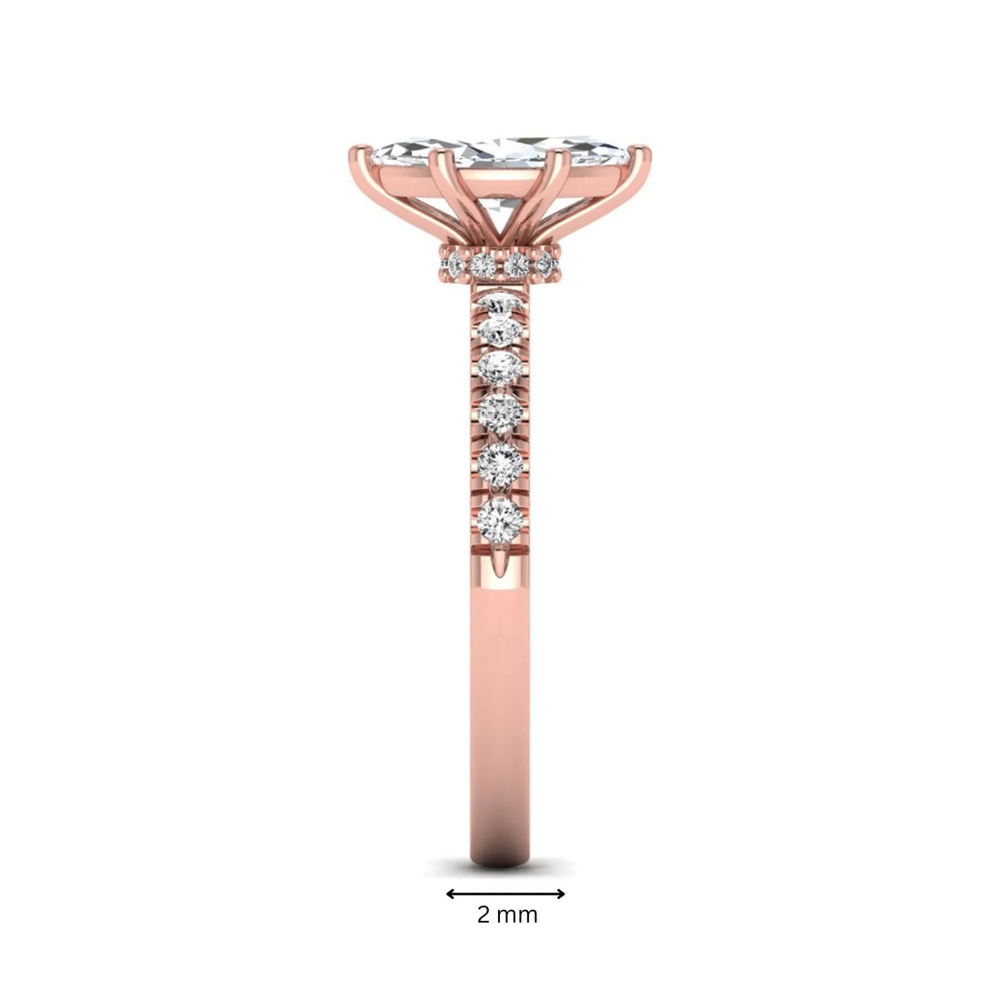 OctaPearl 1 ct Marquise Cut Lab Grown Diamond Pavé Engagement Ring