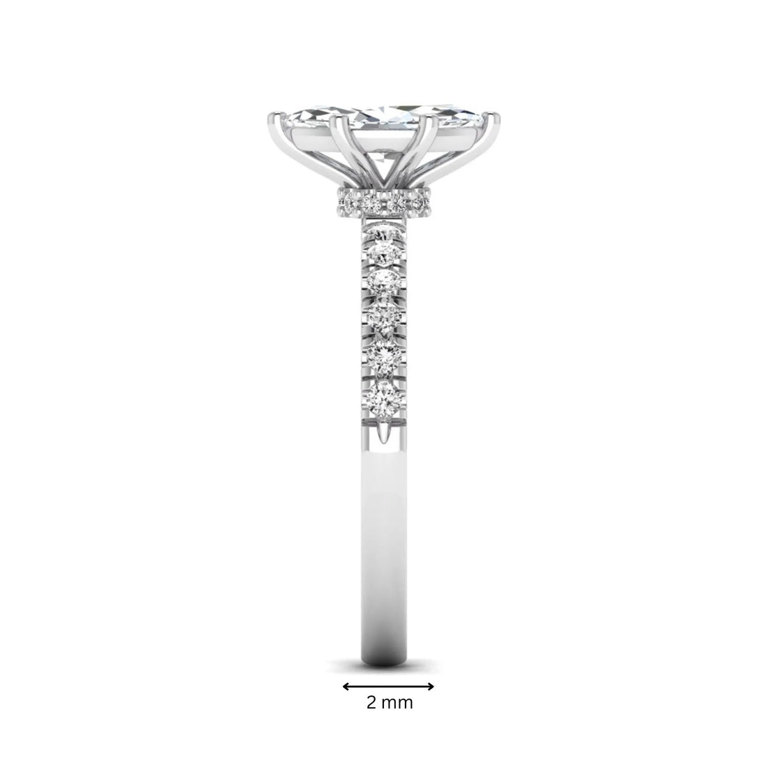 OctaPearl 1 ct Marquise Cut Lab Grown Diamond Pavé Engagement Ring