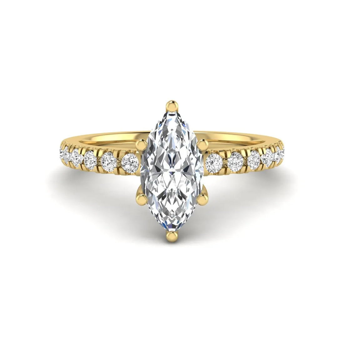 OctaPearl 1 ct Marquise Cut Lab Grown Diamond Pavé Engagement Ring