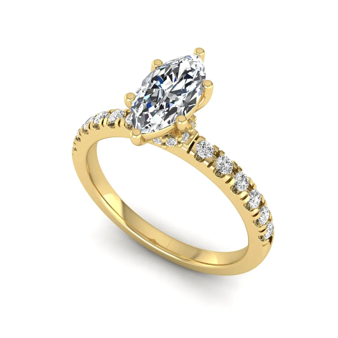 OctaPearl 1 ct Marquise Cut Lab Grown Diamond Pavé Engagement Ring