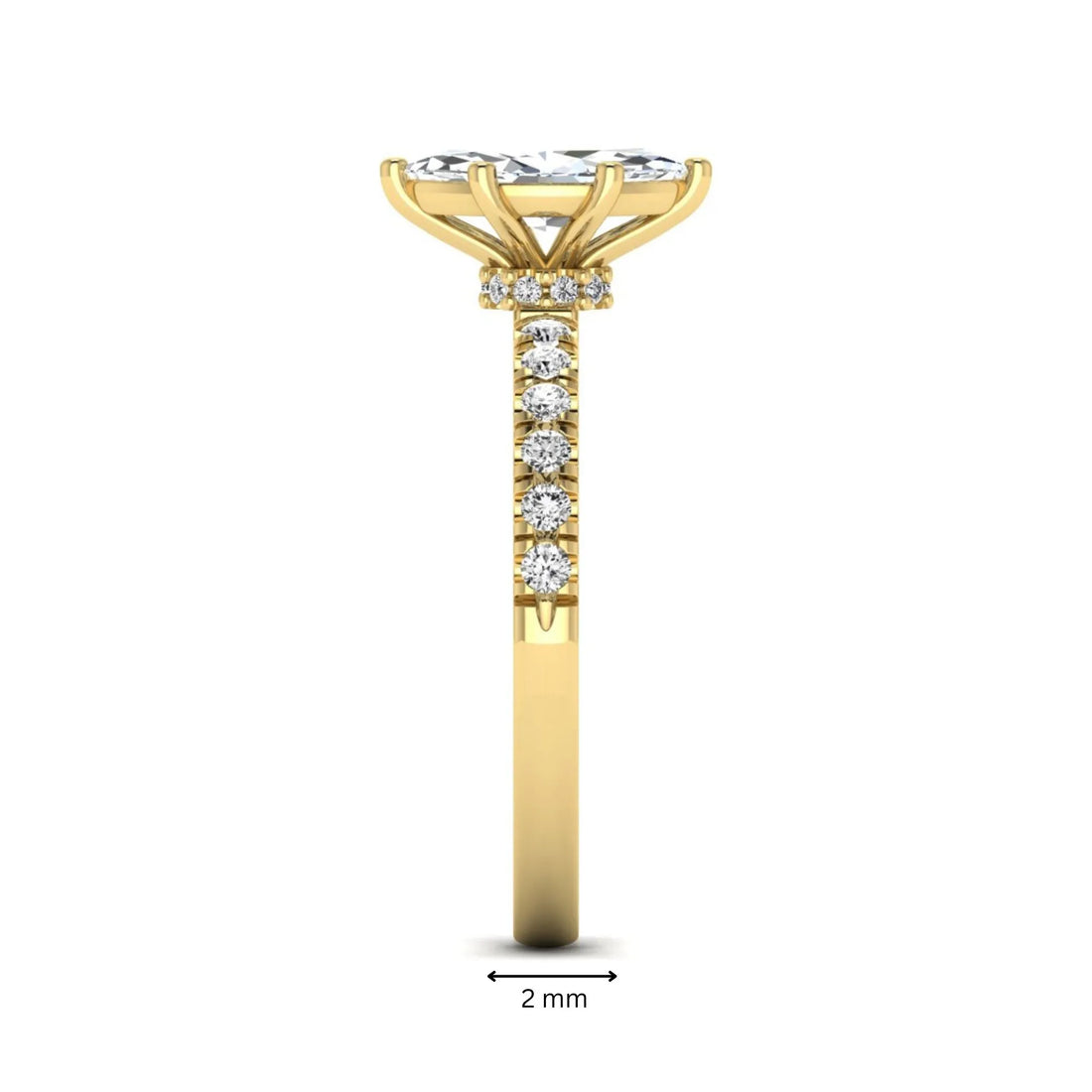 OctaPearl 1 ct Marquise Cut Lab Grown Diamond Pavé Engagement Ring