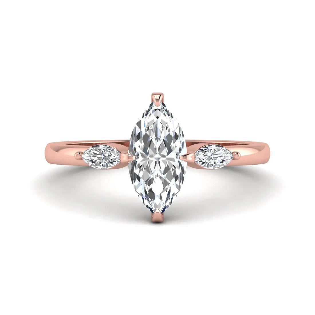 OctaPearl 1.5 ct Marquise Cut Lab Grown Diamond Three Stone Engagement Ring