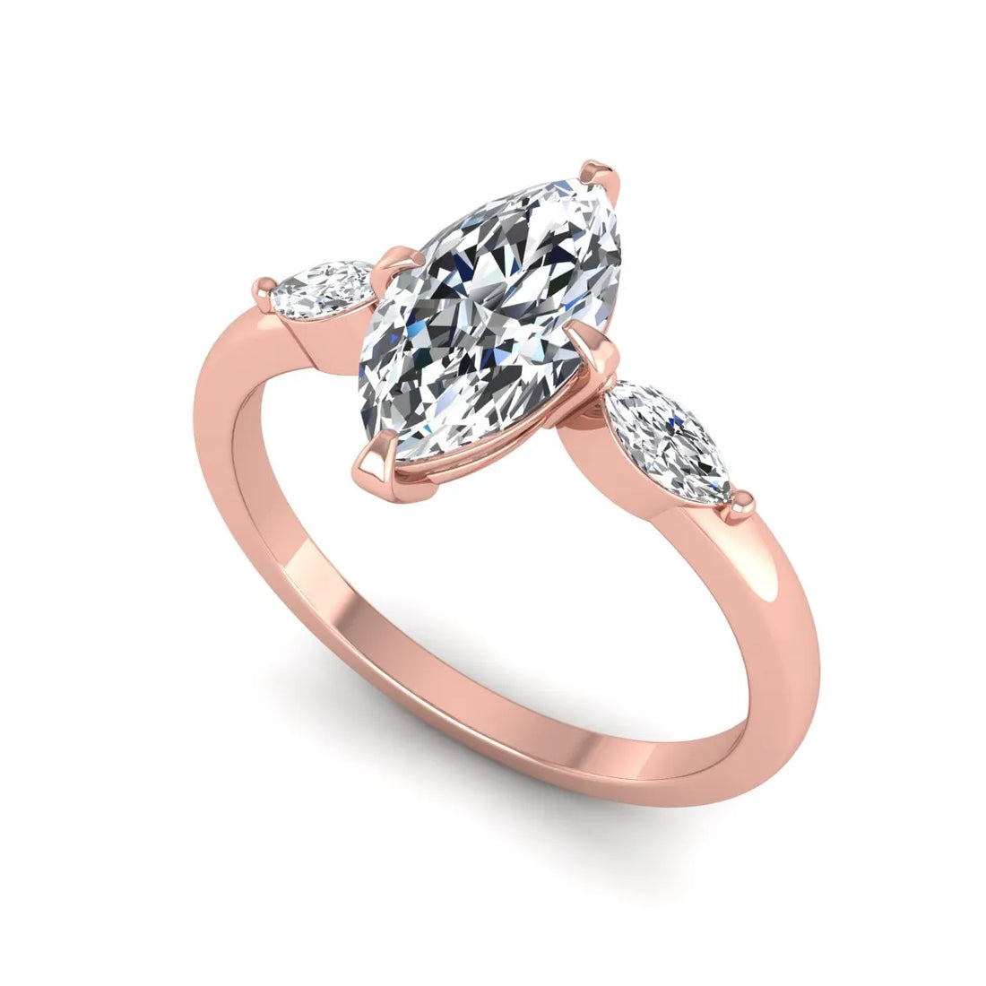 OctaPearl 1.5 ct Marquise Cut Lab Grown Diamond Three Stone Engagement Ring