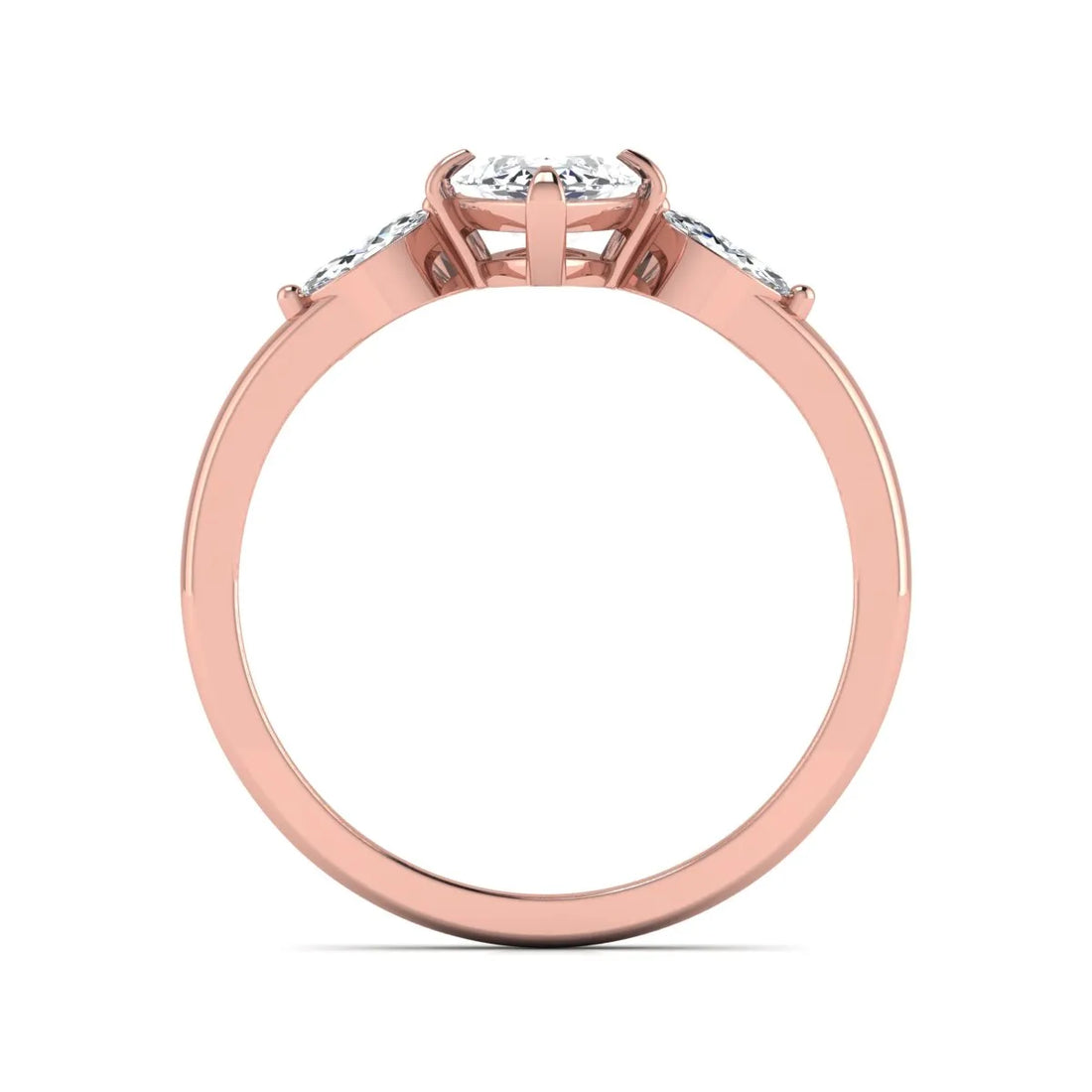 OctaPearl 1.5 ct Marquise Cut Lab Grown Diamond Three Stone Engagement Ring