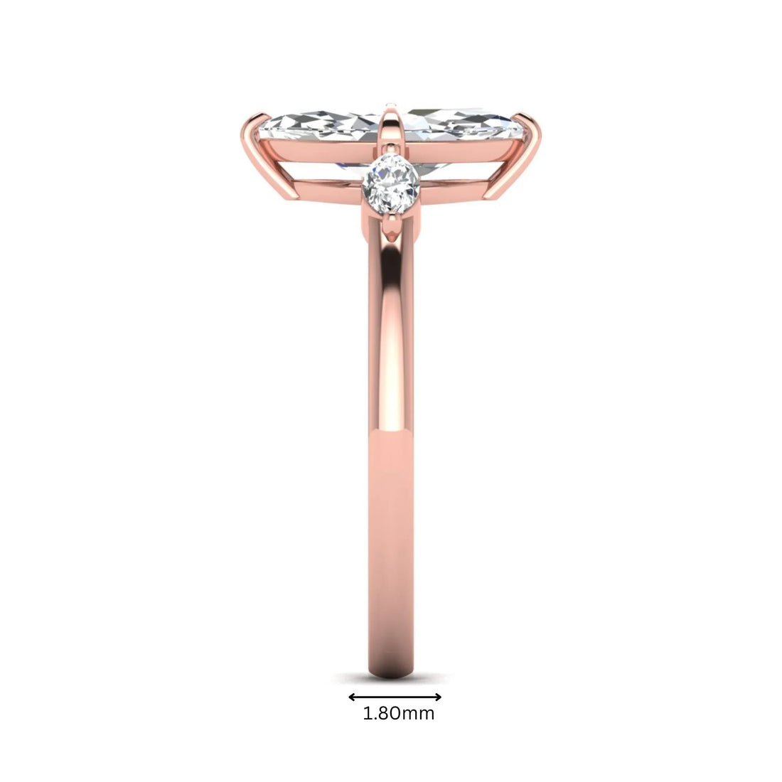 OctaPearl 1.5 ct Marquise Cut Lab Grown Diamond Three Stone Engagement Ring