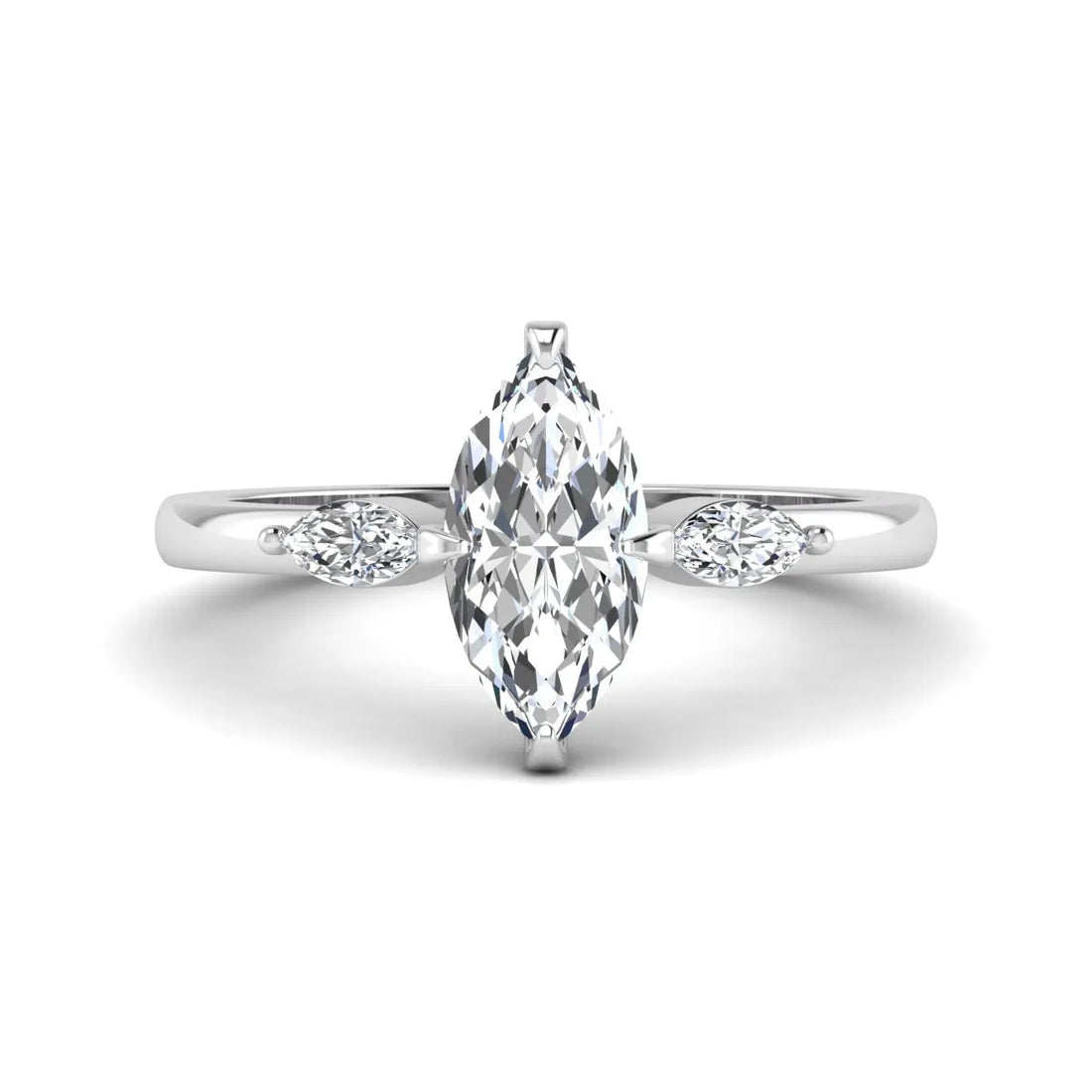 OctaPearl 1.5 ct Marquise Cut Lab Grown Diamond Three Stone Engagement Ring