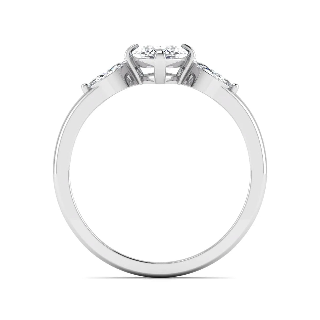 OctaPearl 1.5 ct Marquise Cut Lab Grown Diamond Three Stone Engagement Ring