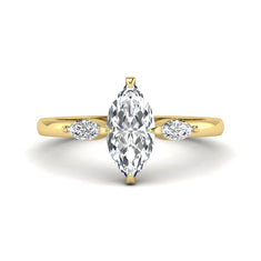 OctaPearl 1.5 ct Marquise Cut Lab Grown Diamond Three Stone Engagement Ring