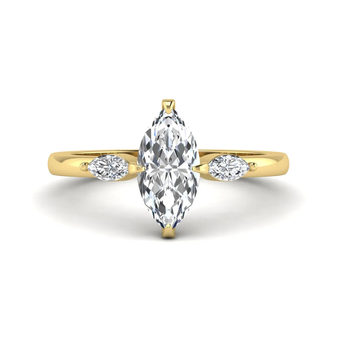 OctaPearl 1.5 ct Marquise Cut Lab Grown Diamond Three Stone Engagement Ring