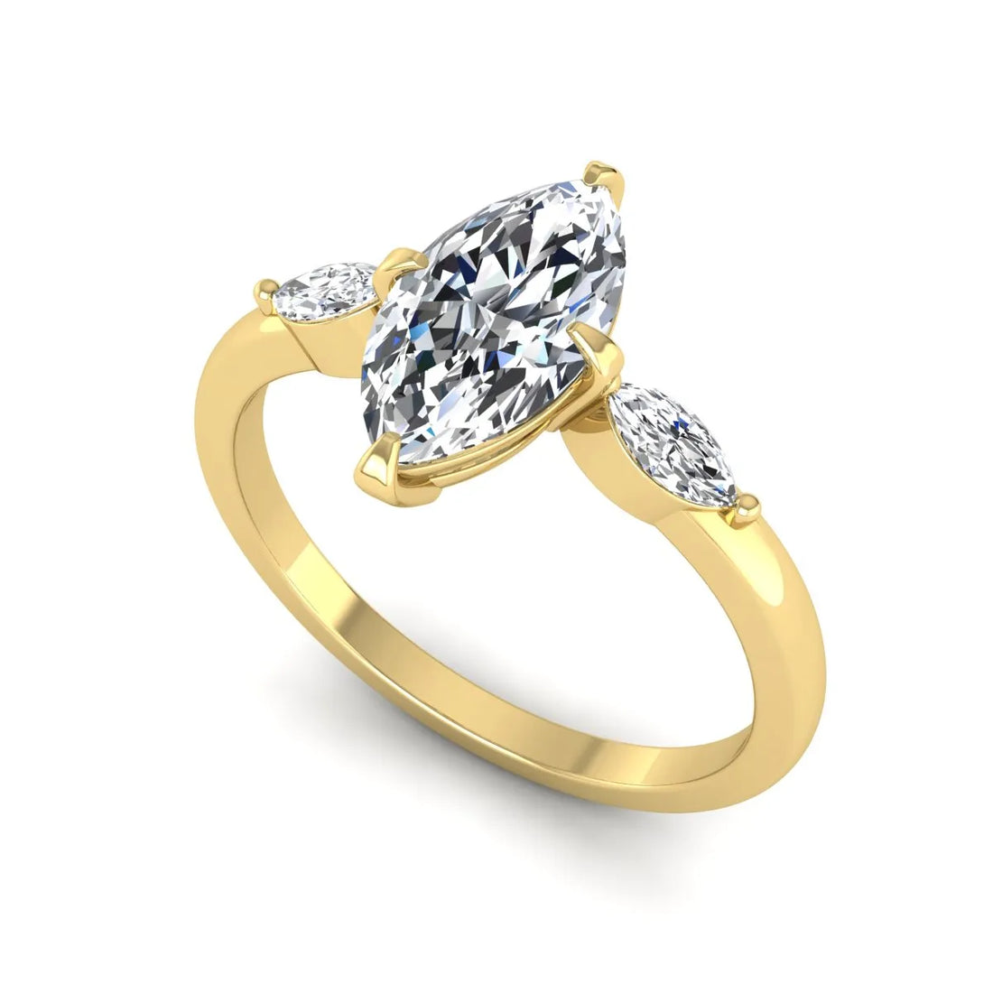 OctaPearl 1.5 ct Marquise Cut Lab Grown Diamond Three Stone Engagement Ring