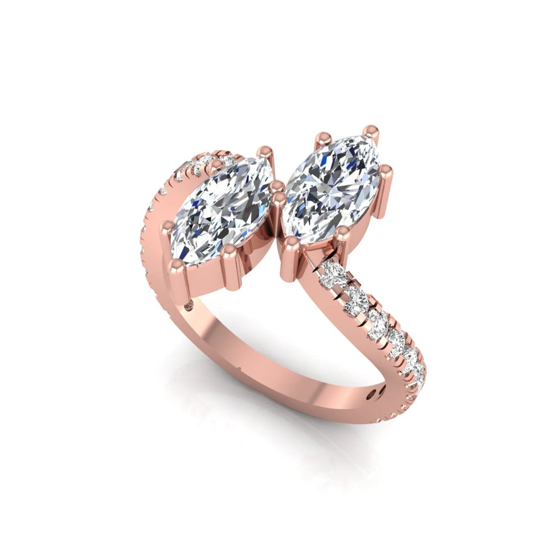 OctaPearl Marquise Cut Lab Grown Diamond Toi et Moi Ring