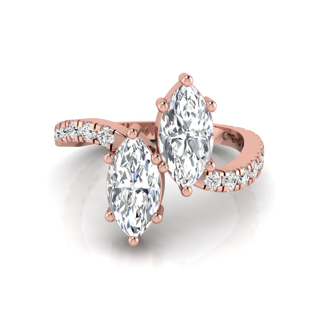 OctaPearl Marquise Cut Lab Grown Diamond Toi et Moi Ring