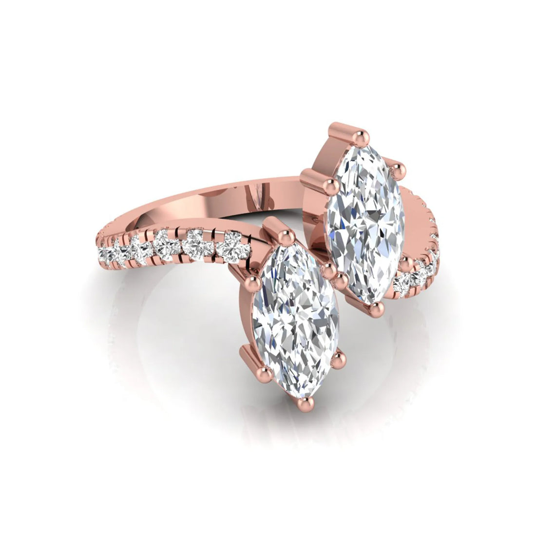OctaPearl Marquise Cut Lab Grown Diamond Toi et Moi Ring
