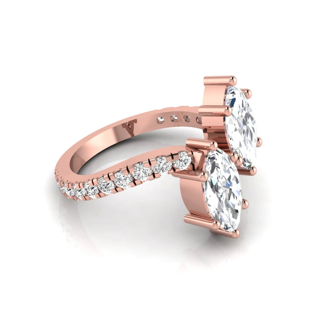OctaPearl Marquise Cut Lab Grown Diamond Toi et Moi Ring