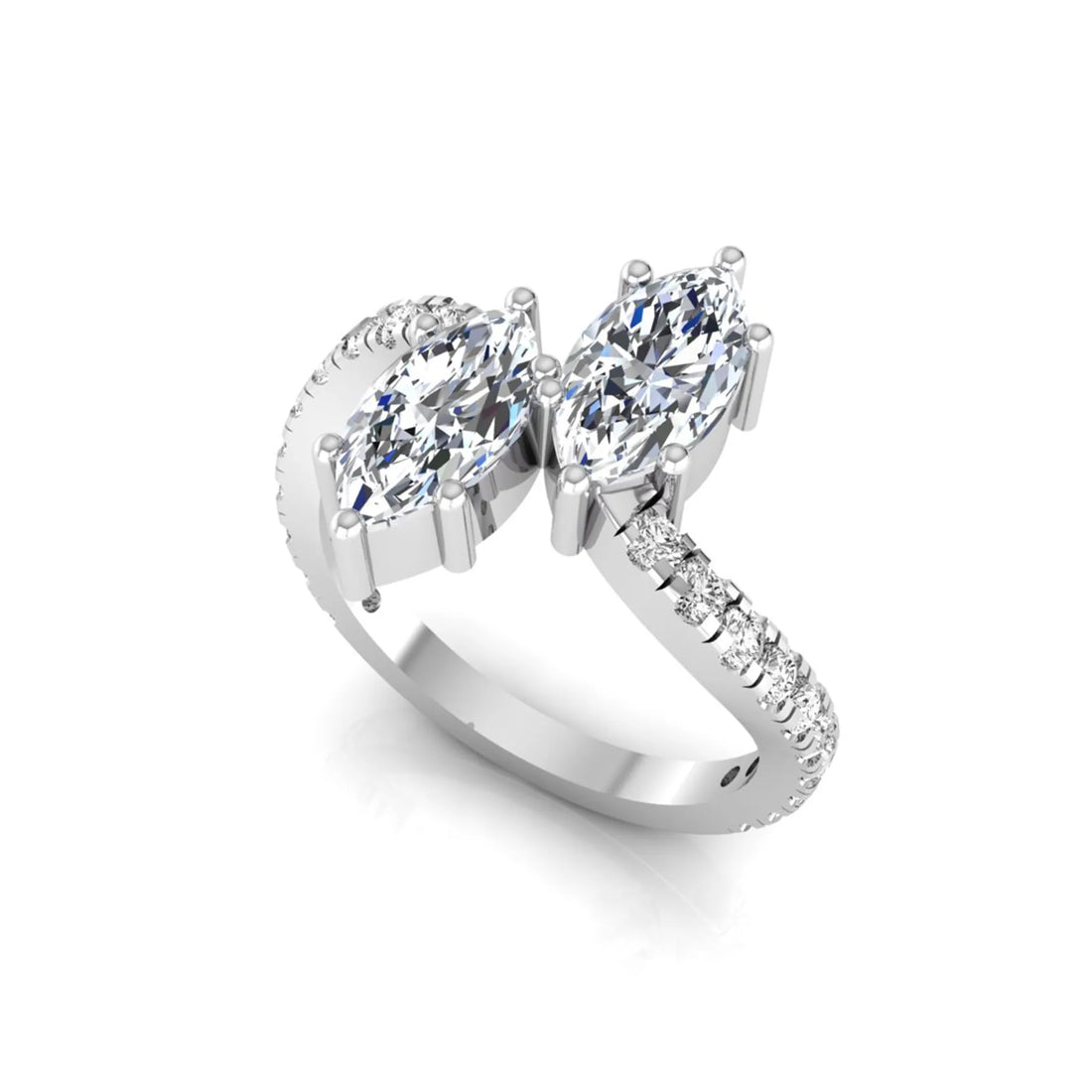 OctaPearl Marquise Cut Lab Grown Diamond Toi et Moi Ring