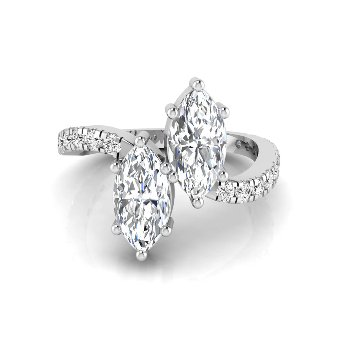 OctaPearl Marquise Cut Lab Grown Diamond Toi et Moi Ring